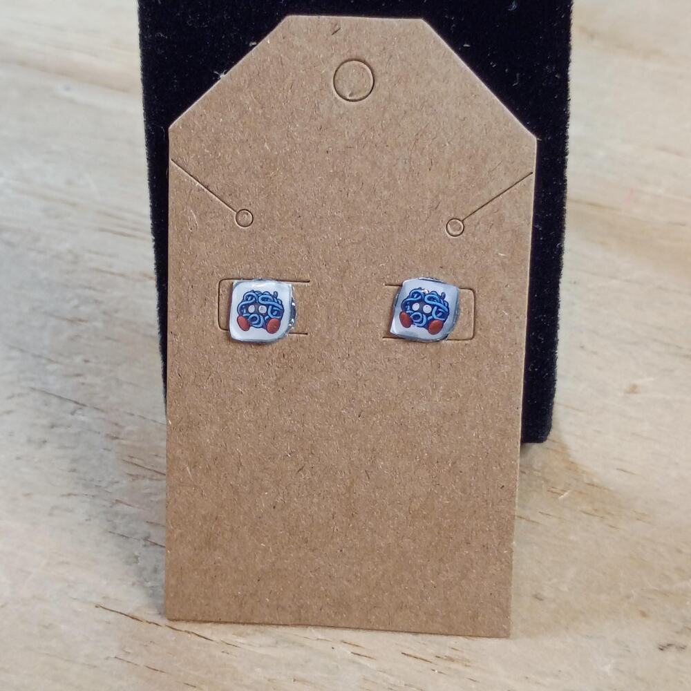Handmade Tangela Stud Earrings Small Round Resin Post Back Earrings Card Jewelry